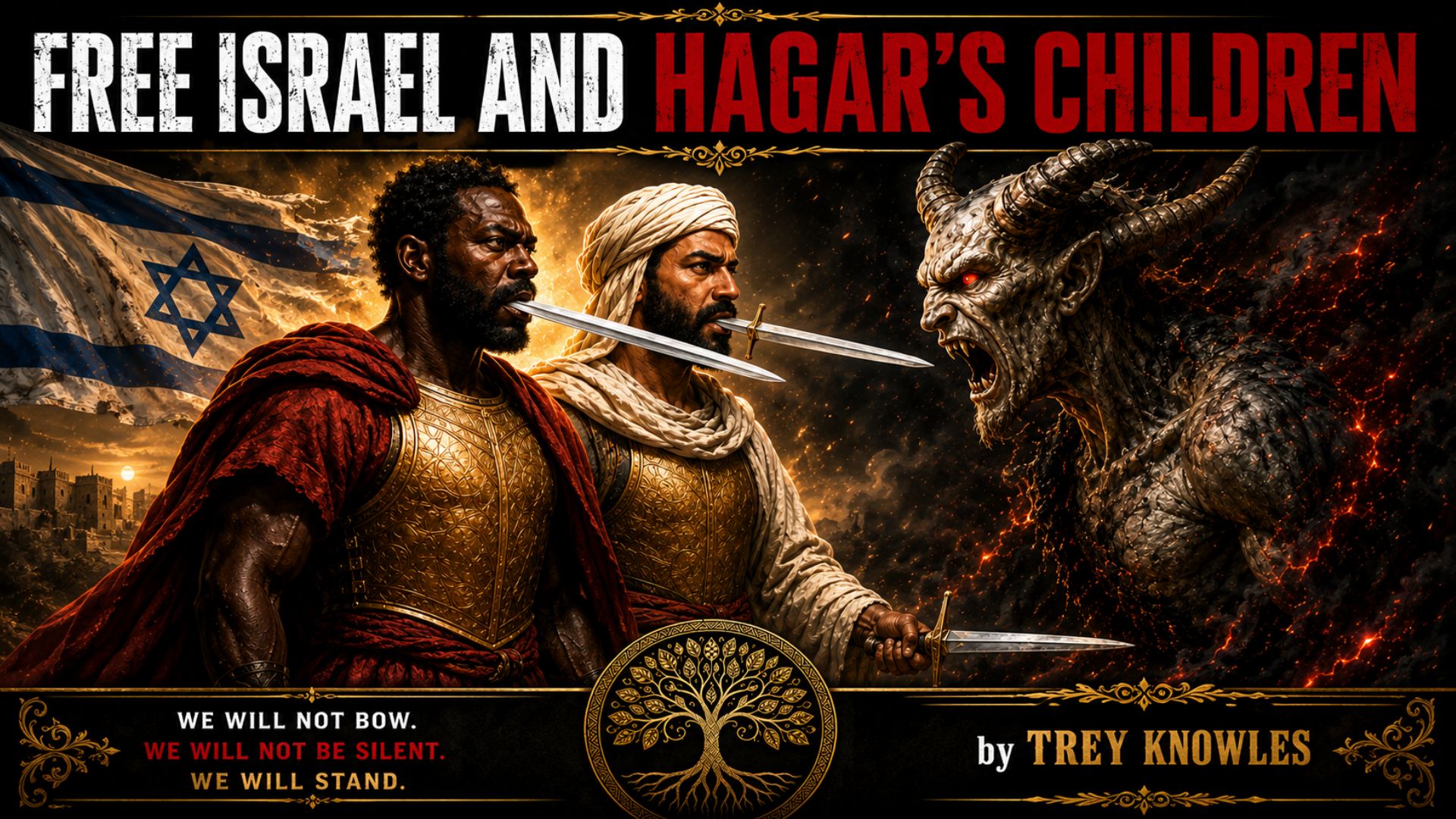 Cover art for Free Israel and Hagar’s Children by Trey Knowles